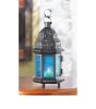 Stunning Blue Glass Candle Lantern - Perfect for Home Decor and Outdoor Events