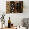 Rustic Wall Mount Wine Rack - Handmade Wooden Storage Organizer for Home Decor