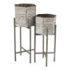 Modern Hexagon Bucket Plant Stand Set of 2 - Stylish and Functional