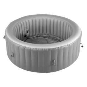 Inflatable Hot Tub, 4 to 6 Person Capacity, 81.9 x 26in Round Portable Outdoor Spa, with 130 Soothing Jets, Headrest, LED Light, Cover