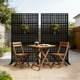 Metal Privacy Screens 72" H x 43.3" W Outdoor and Indoor Divider with Freestanding Decorative Privacy Screen Stylish Divider for Balcony, Patio