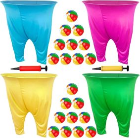 11 PCS Granny Pants Yard Game Easter Games Set, Oversized Blue & Yellow Pants With 8 Colorful Bouncy Balls & 1 Air Pump