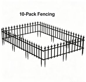 Black Foldable Garden Border Fence, 10 Pack No Dig Animal Barrier, Decorative Metal Fencing for Lawn Pathway Outdoor Landscaping