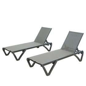 Patio Chaise Lounge Outdoor Aluminum Polypropylene Chair with Adjustable Backrest, Poolside Sunbathing Chair for Beach,Yard,Balcony (Gray