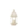 Rustic Small White Lantern with Distressed Finish