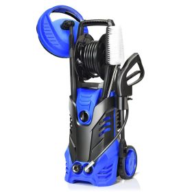 3000 PSI Electric High Pressure Washer with 5 Nozzles and Hose Reel (Color: Blue)