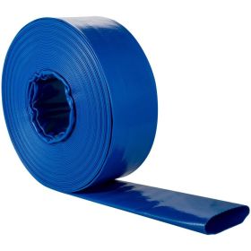 Swimming Pool Backwash Drain Hose PVC Fabric Flat Hose (Color: Blue, size: 2" x 105')